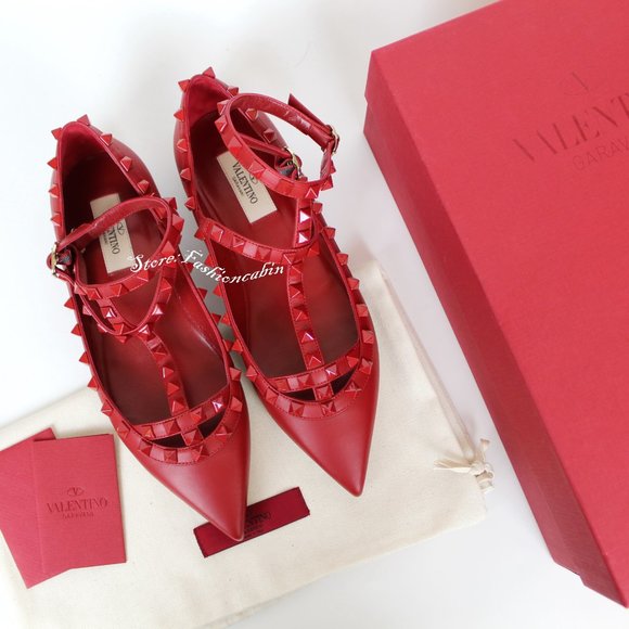 Valentino Garavani Shoes - NEW VALENTINO GARAVANI Rockstud Ankle Strap Flats